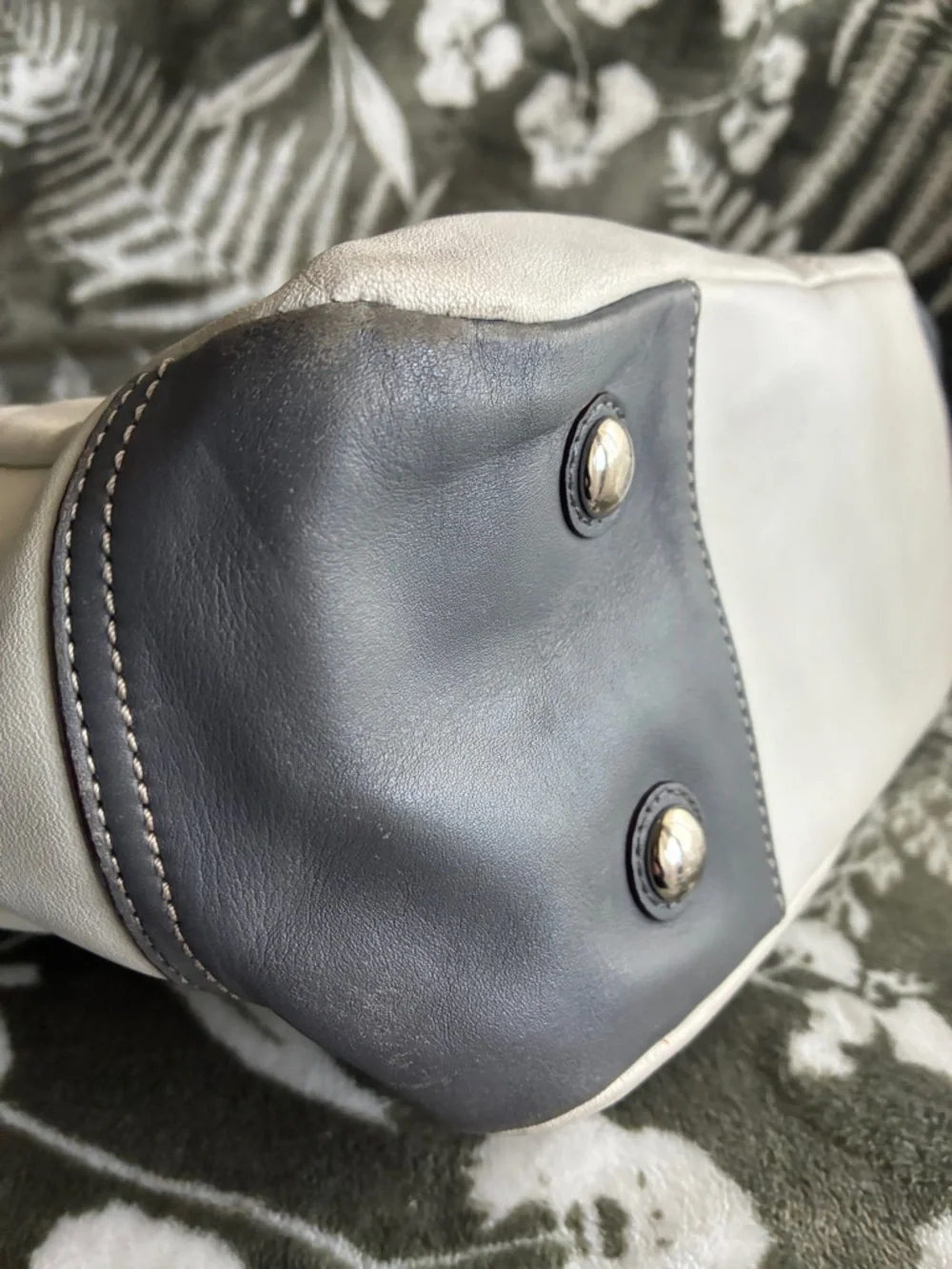 Coach Two-Tone Leather Shoulder Bag in Light Gray and white - Picture 13 of 16